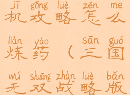 三国无双单机攻略怎么炼药(三国无双战略版丹药)