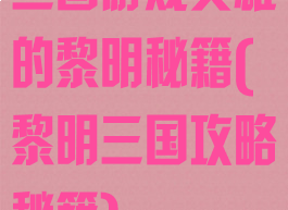 三国游戏英雄的黎明秘籍(黎明三国攻略秘籍)