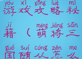 三国萌将传游戏攻略秘籍(萌将三国随从怎么用)