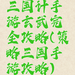 三国计手游玄武完全攻略(策略三国手游攻略)