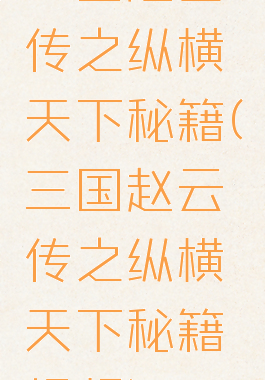 三国赵云传之纵横天下秘籍(三国赵云传之纵横天下秘籍视频)