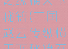 三国赵云传之纵横天下秘籍(三国赵云传纵横天下秘籍不能用)