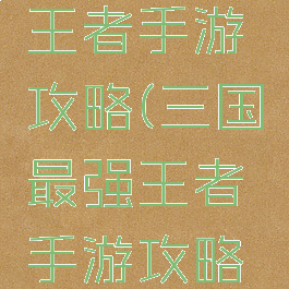 三國最强王者手游攻略(三国最强王者手游攻略大全)