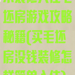 不装修入住毛坯房游戏攻略秘籍(买毛坯房没钱装修怎样简单入住)