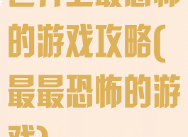 世界上最恐怖的游戏攻略(最最恐怖的游戏)