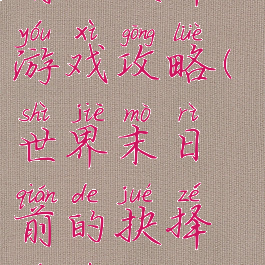 世界末日前的抉择游戏攻略(世界末日前的抉择游戏攻略大全)