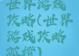 世界游戏攻略(世界游戏攻略孤橙)