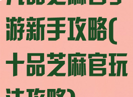 九品芝麻官手游新手攻略(十品芝麻官玩法攻略)