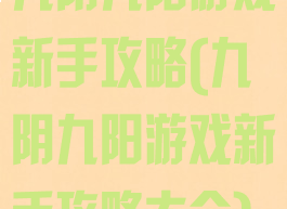 九阴九阳游戏新手攻略(九阴九阳游戏新手攻略大全)