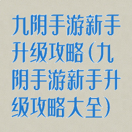 九阴手游新手升级攻略(九阴手游新手升级攻略大全)