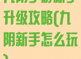 九阴手游新手升级攻略(九阴新手怎么玩)