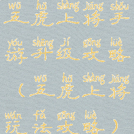 五虎上将手游升级攻略(五虎上将玩法攻略)
