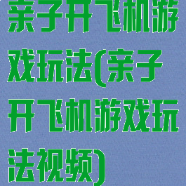 亲子开飞机游戏玩法(亲子开飞机游戏玩法视频)