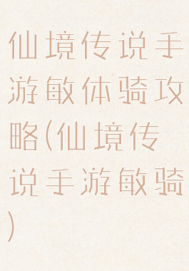 仙境传说手游敏体骑攻略(仙境传说手游敏骑)