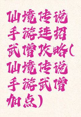 仙境传说手游连招武僧攻略(仙境传说手游武僧加点)