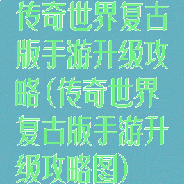 传奇世界复古版手游升级攻略(传奇世界复古版手游升级攻略图)
