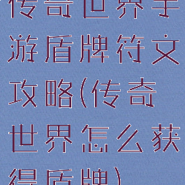 传奇世界手游盾牌符文攻略(传奇世界怎么获得盾牌)