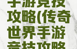 传奇世界手游竞技攻略(传奇世界手游竞技攻略图)