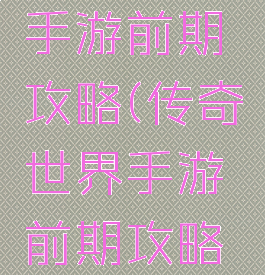 传奇世界手游前期攻略(传奇世界手游前期攻略图)