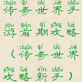 传奇世界手游前期攻略(传奇世界攻略新手)