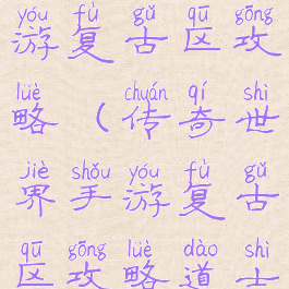 传奇世界手游复古区攻略(传奇世界手游复古区攻略道士)