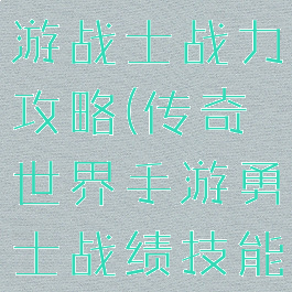 传奇世界手游战士战力攻略(传奇世界手游勇士战绩技能)