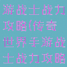 传奇世界手游战士战力攻略(传奇世界手游战士战力攻略图)