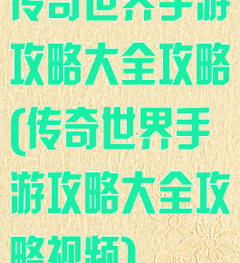 传奇世界手游攻略大全攻略(传奇世界手游攻略大全攻略视频)