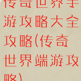 传奇世界手游攻略大全攻略(传奇世界端游攻略)