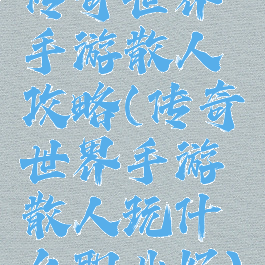 传奇世界手游散人攻略(传奇世界手游散人玩什么职业好)