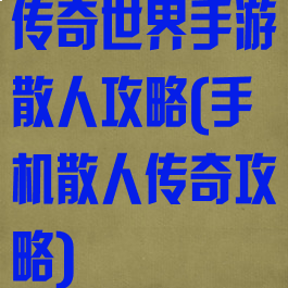 传奇世界手游散人攻略(手机散人传奇攻略)