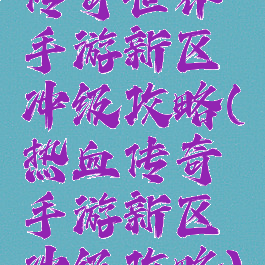 传奇世界手游新区冲级攻略(热血传奇手游新区冲级攻略)