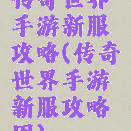 传奇世界手游新服攻略(传奇世界手游新服攻略图)