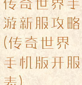 传奇世界手游新服攻略(传奇世界手机版开服表)