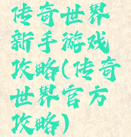 传奇世界新手游戏攻略(传奇世界官方攻略)