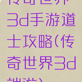 传奇世界3d手游道士攻略(传奇世界3d端游)
