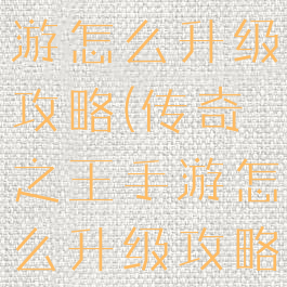 传奇之王手游怎么升级攻略(传奇之王手游怎么升级攻略大全)
