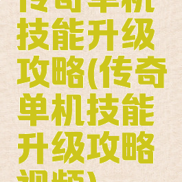 传奇单机技能升级攻略(传奇单机技能升级攻略视频)