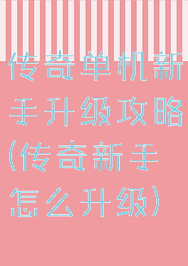 传奇单机新手升级攻略(传奇新手怎么升级)