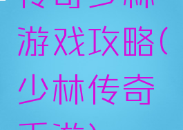 传奇少林游戏攻略(少林传奇手游)