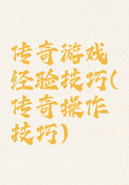传奇游戏经验技巧(传奇操作技巧)