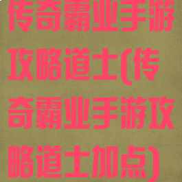 传奇霸业手游攻略道士(传奇霸业手游攻略道士加点)