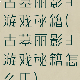 古墓丽影9游戏秘籍(古墓丽影9游戏秘籍怎么用)