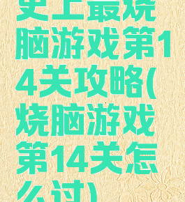 史上最烧脑游戏第14关攻略(烧脑游戏第14关怎么过)