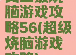 史上最烧脑游戏攻略56(超级烧脑游戏攻略)