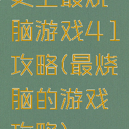 史上最烧脑游戏41攻略(最烧脑的游戏攻略)