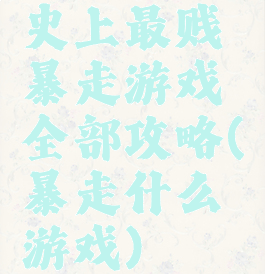史上最贱暴走游戏全部攻略(暴走什么游戏)