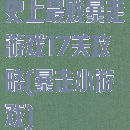 史上最贱暴走游戏17关攻略(暴走小游戏)