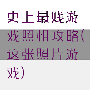 史上最贱游戏照相攻略(这张照片游戏)