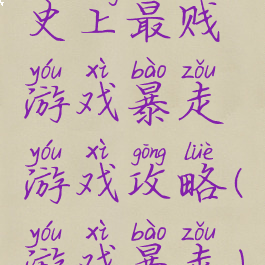 史上最贱游戏暴走游戏攻略(游戏暴走)